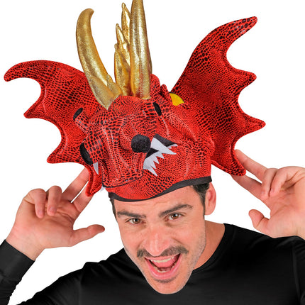 e-carnavalskleding-SYK Drakenmuts rood