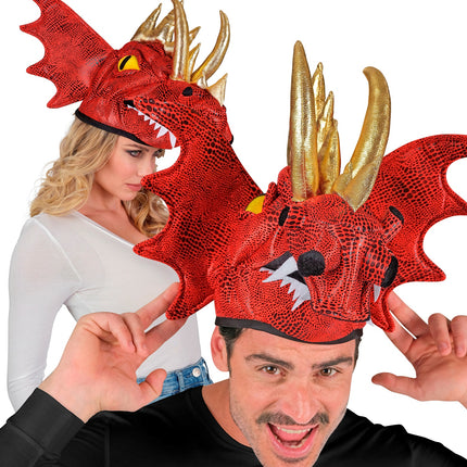 e-carnavalskleding-SYK Drakenmuts rood