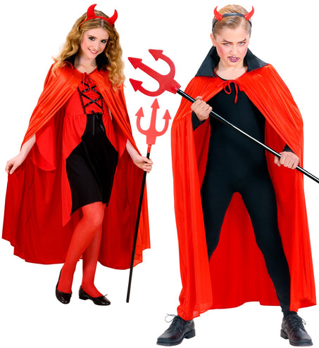 e-carnavalskleding-SYK Duivel cape rood met zwart kraag kind