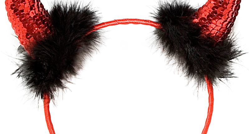 e-carnavalskleding-SYK Duivel hoorntje metallic marabou rood