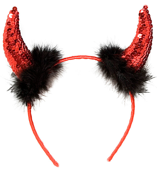 e-carnavalskleding-SYK Duivel hoorntje metallic marabou rood