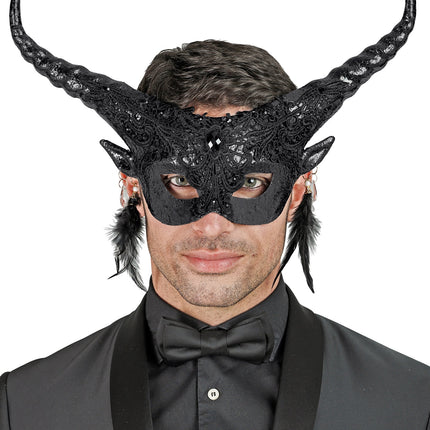 e-carnavalskleding-SYK Duivel masker luxe zwart theater