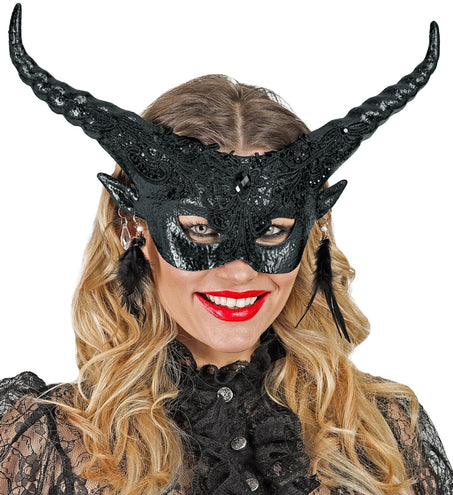 e-carnavalskleding-SYK Duivel masker luxe zwart theater