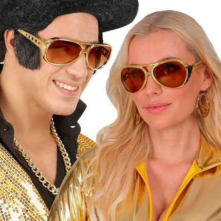 e-carnavalskleding-SYK Elvis bril rock 'n roll goud