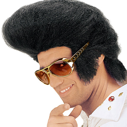 e-carnavalskleding-SYK Elvis pruik zwart met hoge kuif