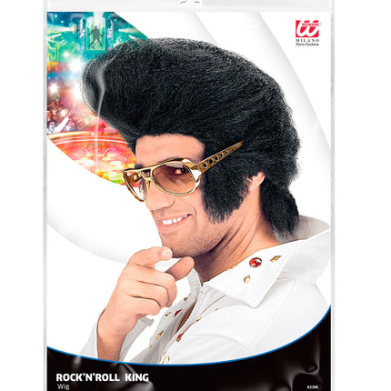 e-carnavalskleding-SYK Elvis pruik zwart met hoge kuif