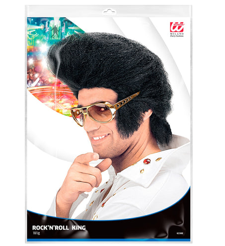 e-carnavalskleding-SYK Elvis pruik zwart met hoge kuif