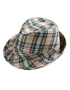 e-carnavalskleding-SYK Fedora Grijs Met Tartan Print