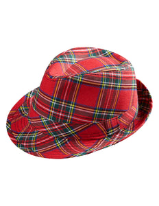 e-carnavalskleding-SYK Fedora Rood Met Tartan Print