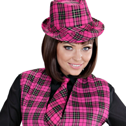 e-carnavalskleding-SYK Fedora Rose Met Tartan Print