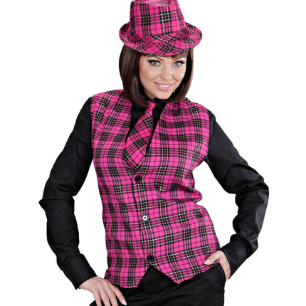 e-carnavalskleding-SYK Fedora Rose Met Tartan Print