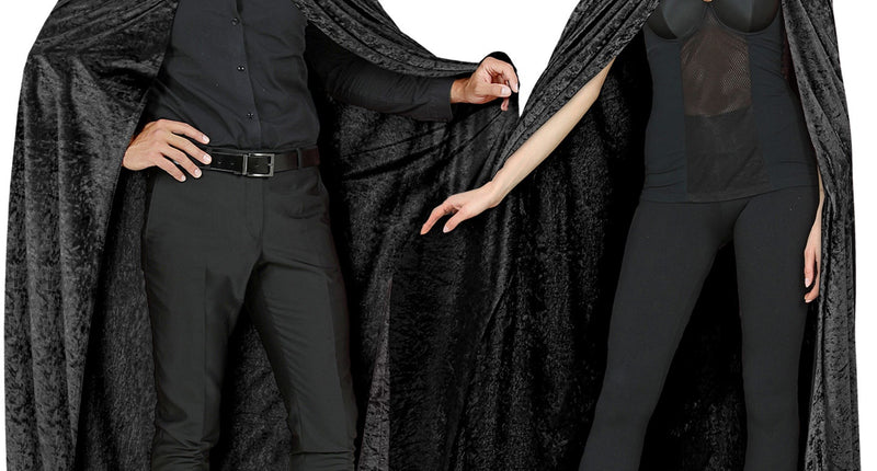 e-carnavalskleding-SYK Fluwelen zwarte cape 150cm luxe