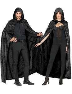 e-carnavalskleding-SYK Fluwelen zwarte cape 150cm luxe