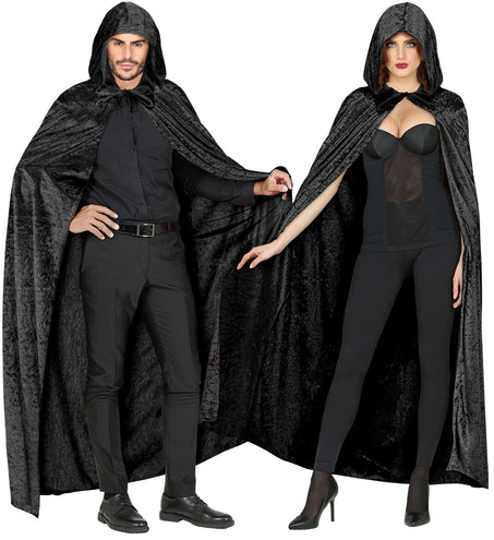 e-carnavalskleding-SYK Fluwelen zwarte cape 150cm luxe