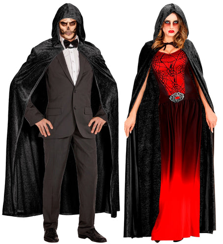 e-carnavalskleding-SYK Fluwelen zwarte cape 150cm luxe