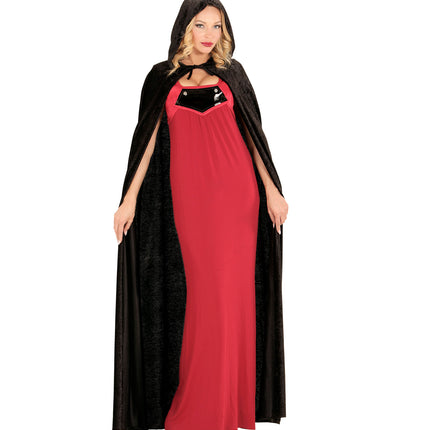 e-carnavalskleding-SYK Fluwelen zwarte cape 150cm luxe