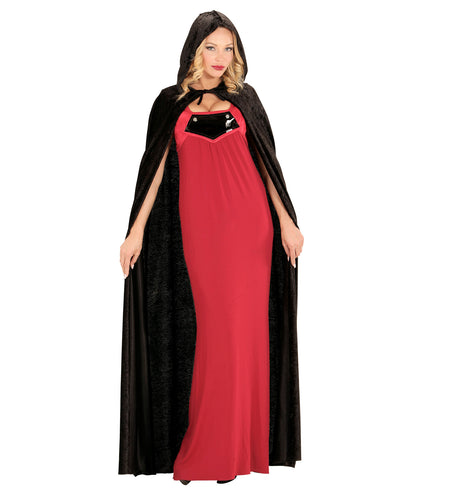 e-carnavalskleding-SYK Fluwelen zwarte cape 150cm luxe