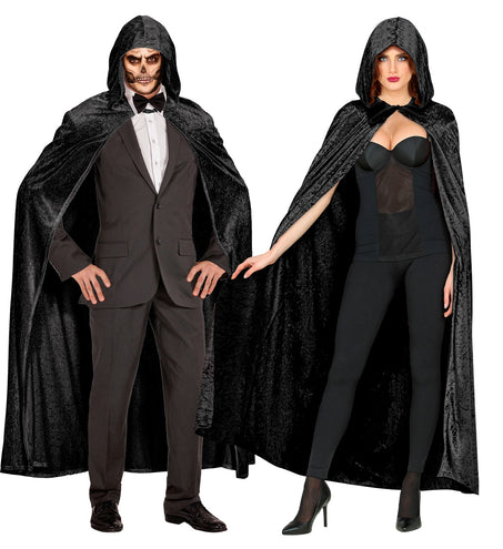 e-carnavalskleding-SYK Fluwelen zwarte cape 150cm luxe