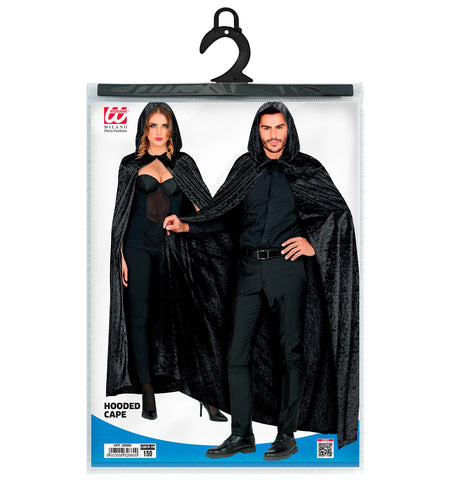 e-carnavalskleding-SYK Fluwelen zwarte cape 150cm luxe