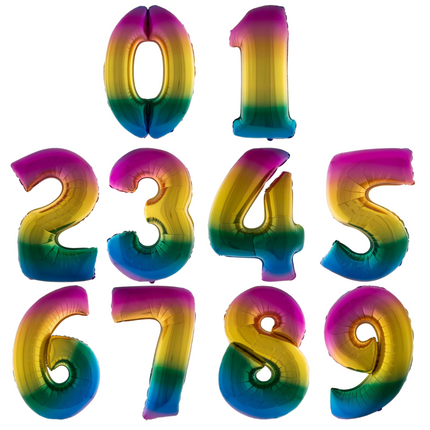 e-carnavalskleding-SYK Folieballon 13 cm op stokje regenboog