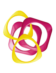 e-carnavalskleding-SYK Geel met roze disco armbandjes