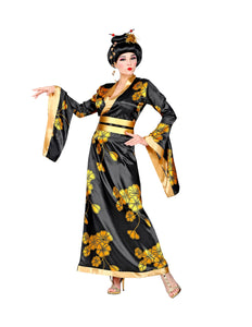 e-carnavalskleding-SYK Geisha jurk gouden bloemen