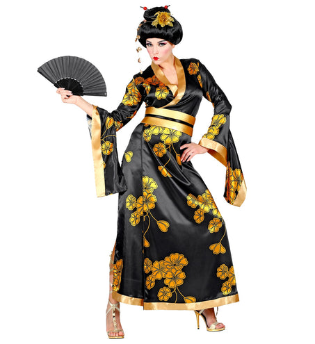 e-carnavalskleding-SYK Geisha jurk gouden bloemen