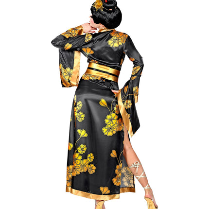 e-carnavalskleding-SYK Geisha jurk gouden bloemen