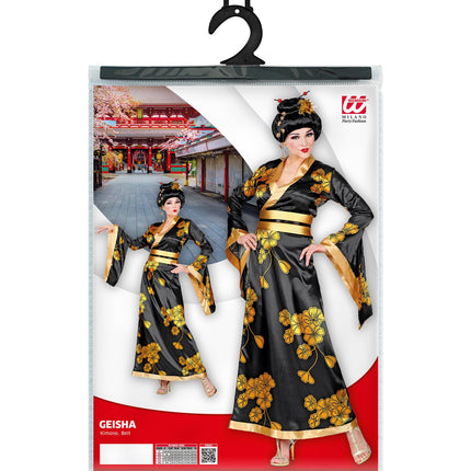 e-carnavalskleding-SYK Geisha jurk gouden bloemen