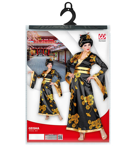e-carnavalskleding-SYK Geisha jurk gouden bloemen
