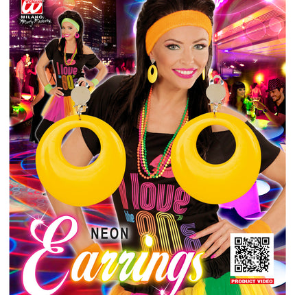 e-carnavalskleding-SYK Gele oorbellen neon disco