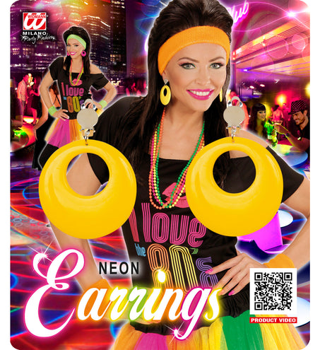 e-carnavalskleding-SYK Gele oorbellen neon disco