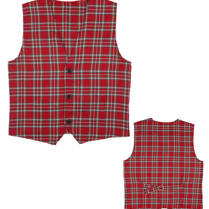 e-carnavalskleding-SYK Geruit vest Tartan motief rood