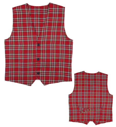 e-carnavalskleding-SYK Geruit vest Tartan motief rood