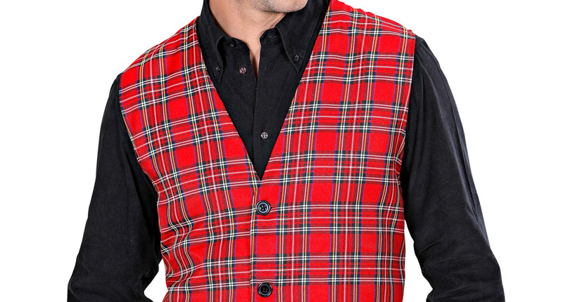 e-carnavalskleding-SYK Geruit vest Tartan motief rood