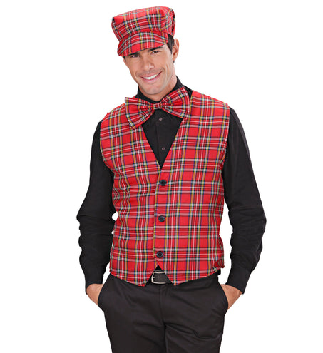 e-carnavalskleding-SYK Geruit vest Tartan motief rood