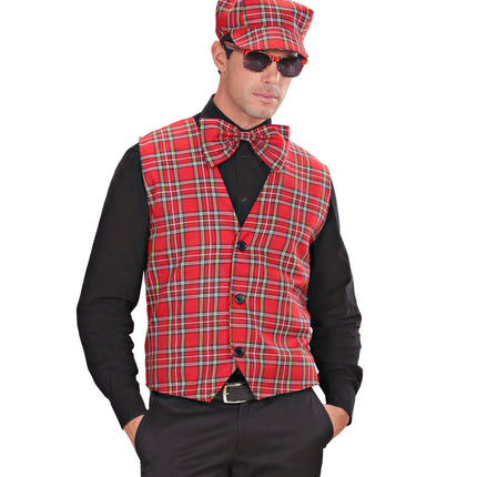e-carnavalskleding-SYK Geruit vest Tartan motief rood