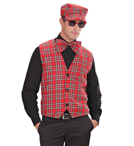 e-carnavalskleding-SYK Geruit vest Tartan motief rood