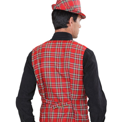 e-carnavalskleding-SYK Geruit vest Tartan motief rood