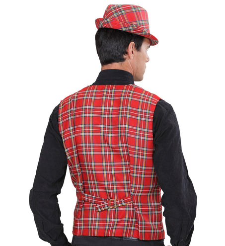 e-carnavalskleding-SYK Geruit vest Tartan motief rood
