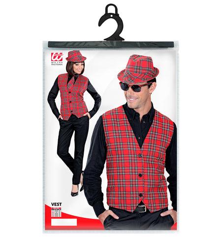 e-carnavalskleding-SYK Geruit vest Tartan motief rood
