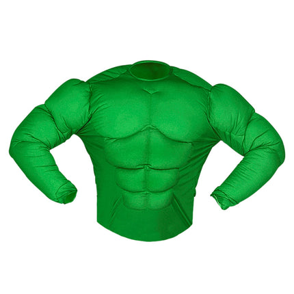 e-carnavalskleding-SYK Gespierd shirt groen Hulk spierballen kind