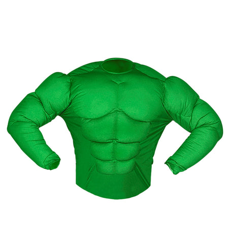 e-carnavalskleding-SYK Gespierd shirt groen Hulk spierballen kind