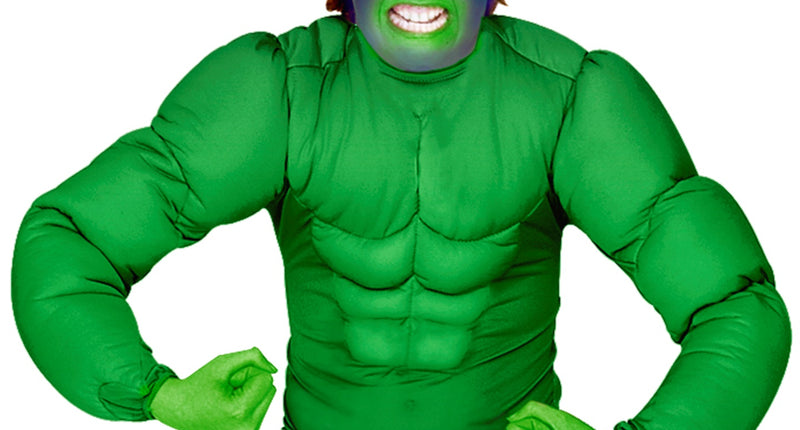 e-carnavalskleding-SYK Gespierd shirt groen Hulk spierballen kind