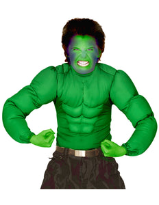 e-carnavalskleding-SYK Gespierd shirt groen Hulk spierballen kind