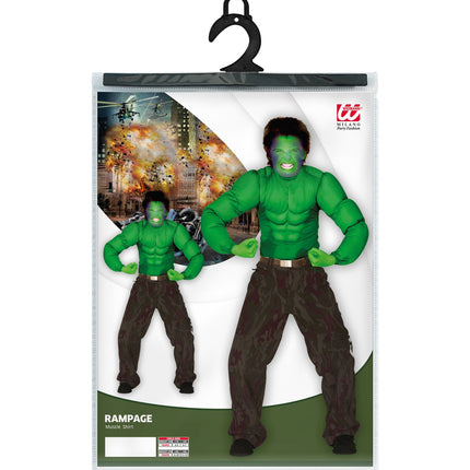 e-carnavalskleding-SYK Gespierd shirt groen Hulk spierballen kind