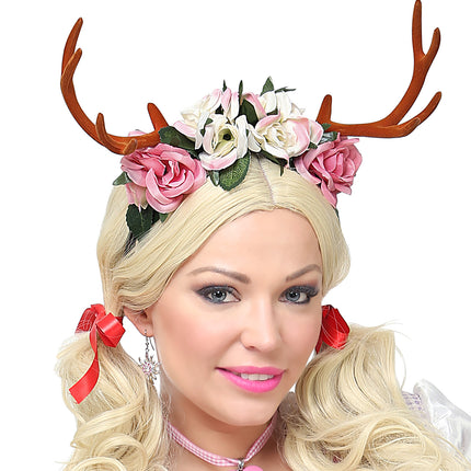 e-carnavalskleding-SYK Gewei met bloemen diadeem