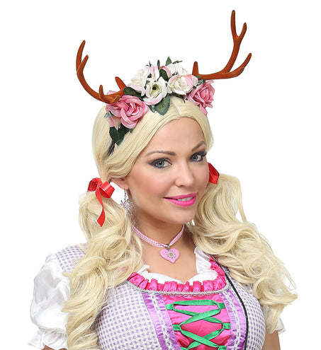 e-carnavalskleding-SYK Gewei met bloemen diadeem