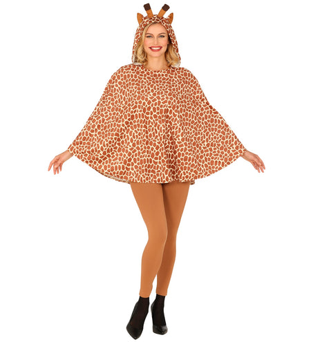 e-carnavalskleding-SYK Giraffen poncho met muts volwassenen