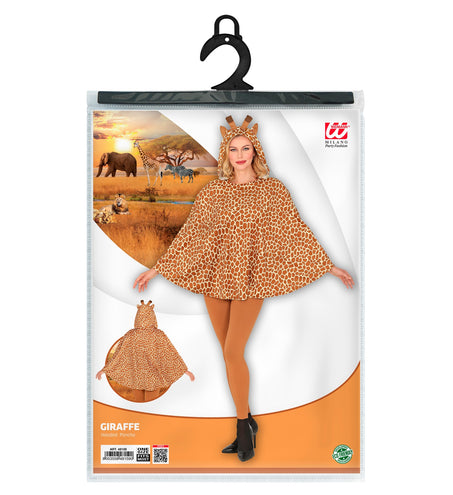 e-carnavalskleding-SYK Giraffen poncho met muts volwassenen